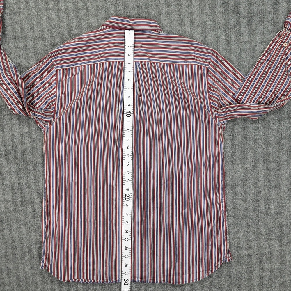 Tommy Bahama Shirt Mens Large Red White Blue Stripe Cotton Silk Long Sleeve - Picture 8 of 9